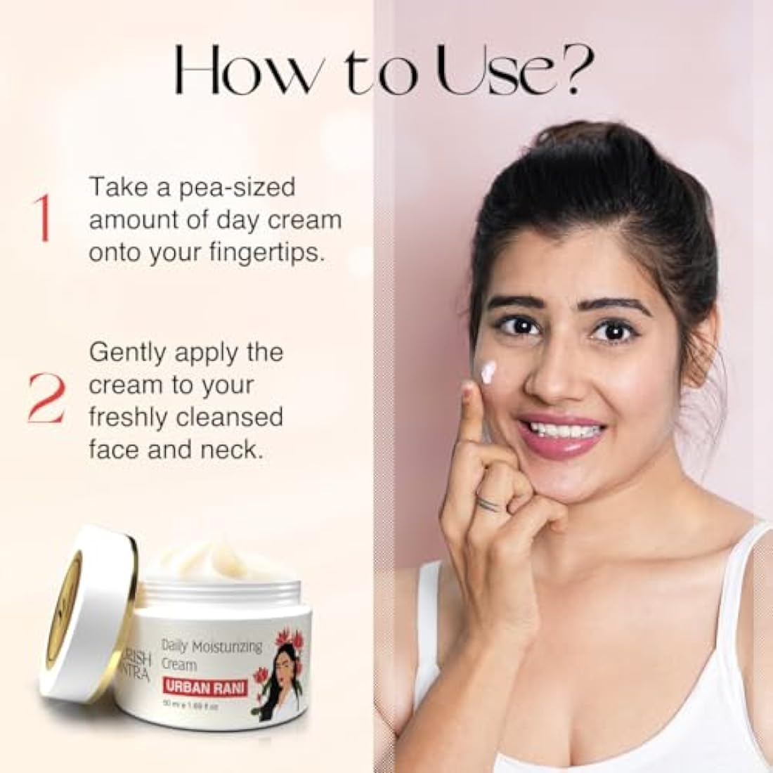 Nourish Mantra - Urban Rani Daily Moisturizing Cream | Face Cream Made With Hyaluronic Acid, Niacinamide & Sea Buckthorn | Moisturizer for All Skin Types | Hydrates & Nourishes Skin | 50 ml