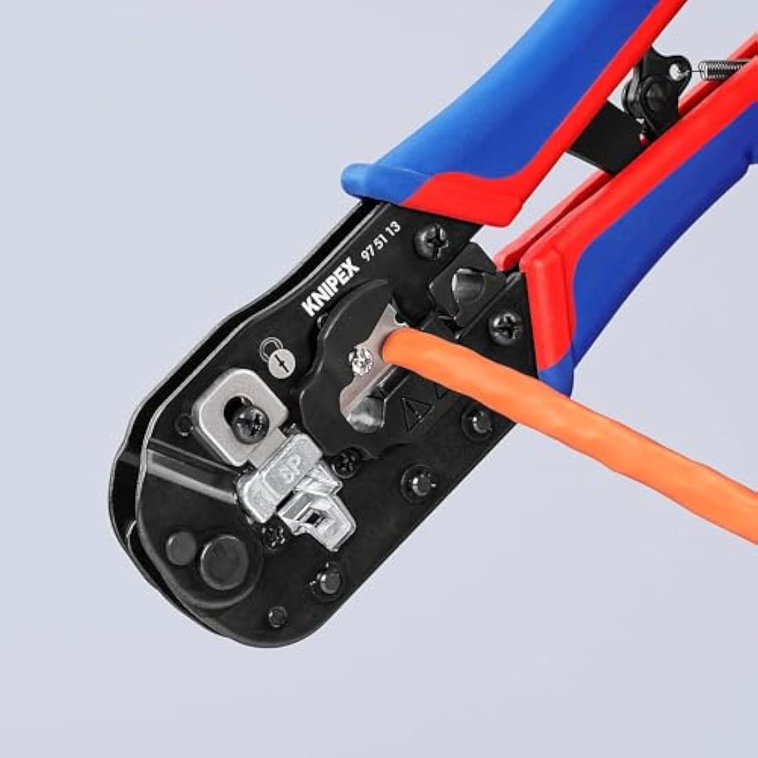 Knipex Crimping Pliers for RJ45 Western plugs burnished, with multi-component grips 191 mm 97 51 13
