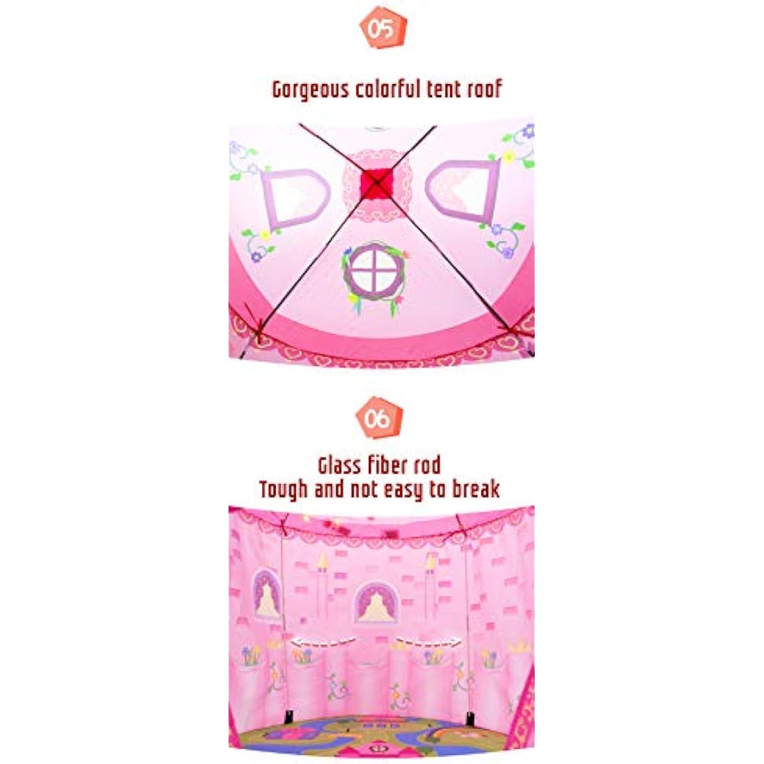 Benebomo Pink Play tent,Girls tent, Princess Castle, Kids play houses for garden, Children play tent for indoor, A place for children to rest and have fun
