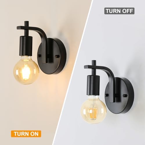 DELIPOP 4 Pack Industrial Wall Lights, Black Metal Wall Lamps, E27 Vintage Wall Sconce Lights, Wall Lighting Fixtures for Living Room, Bedroom, Kitchen, Hallway, Restaurant, Not Included Bulb