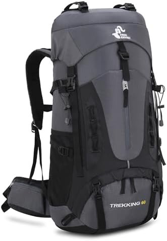 Bseash 60L Waterproof Lightweight Hiking Backpack with Rain Cover,Outdoor Sport Travel Daypack for Climbing Camping Touring