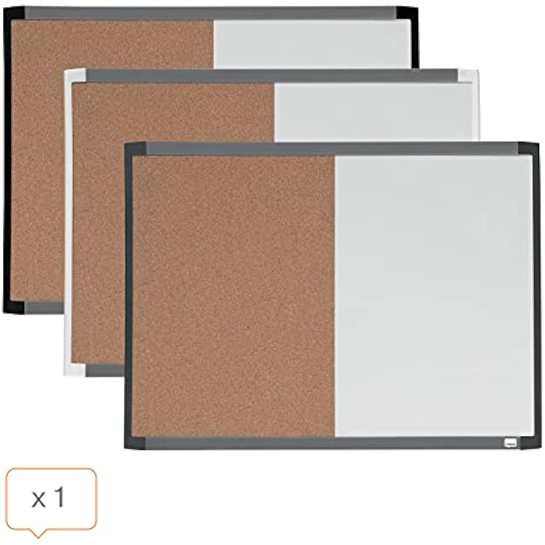 REXEL Small Magnetic Whiteboard & Cork Notice Board Combo, Assorted Two Tone Trim, Dry Wipe, Wall Mountable, Integrated Pen Clip, Home/Office, 585 x 430 mm, 1903784