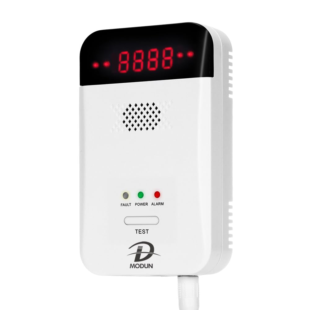 D MODUN Gas Detector Alarm, Natural Gas|LPG|City Coal Gas Leak Detector, Plug-in Gas Monitor with Sound Alarm and LED Display, Methane Propane Butane