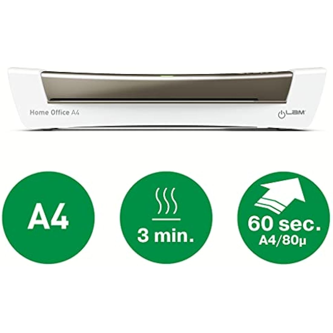 Leitz 73681089 iLam A4 Laminator, Ideal for Home Office - Metallic Dark Grey