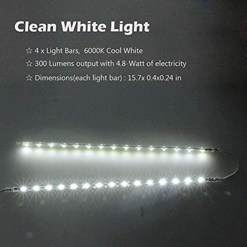 Cefrank LED Display Light Bar Kit - (4) 40cm Linkable Lights - Plug in - Series + Parallel Connection - Low Profile - White 6000K