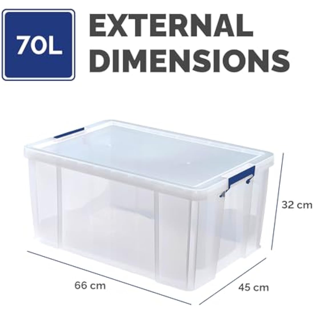 BANKERS BOX 70L Plastic Storage Box with Lids, ProStore Super Strong Stackable Plastic Storage Boxes (30 x 48 x 38.5cm), Clear