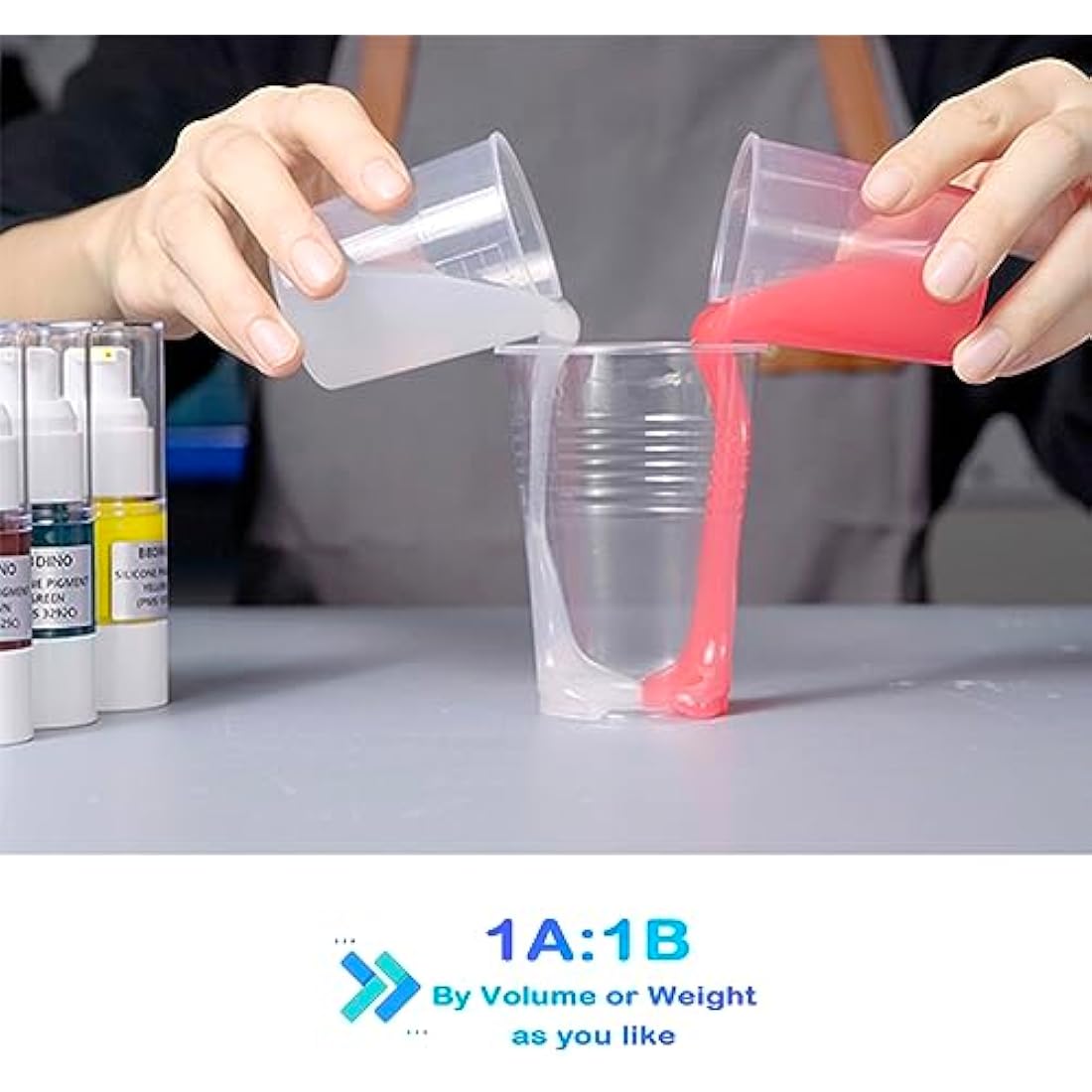 BBDINO Silicone Mould Making Kit 20A Silicone for Mould Making, Silicone Mould Making Translucent 38.8 Oz, 1A:1B by Volume, Liquid Silicone for Moulds Making of Resin, Soap, Wax, Clay, Concrete etc.