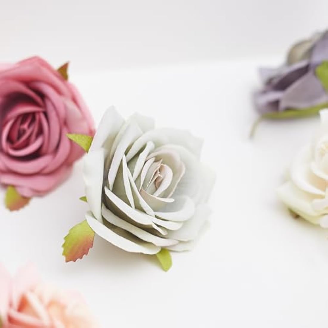 The Baked Studio - 10 Pieces Artificial Flower Silk Rose Head Realistic Flowers for DIY Wreath Craft Cake Living Room Home Wedding Accessories and Decoration (MIXED)