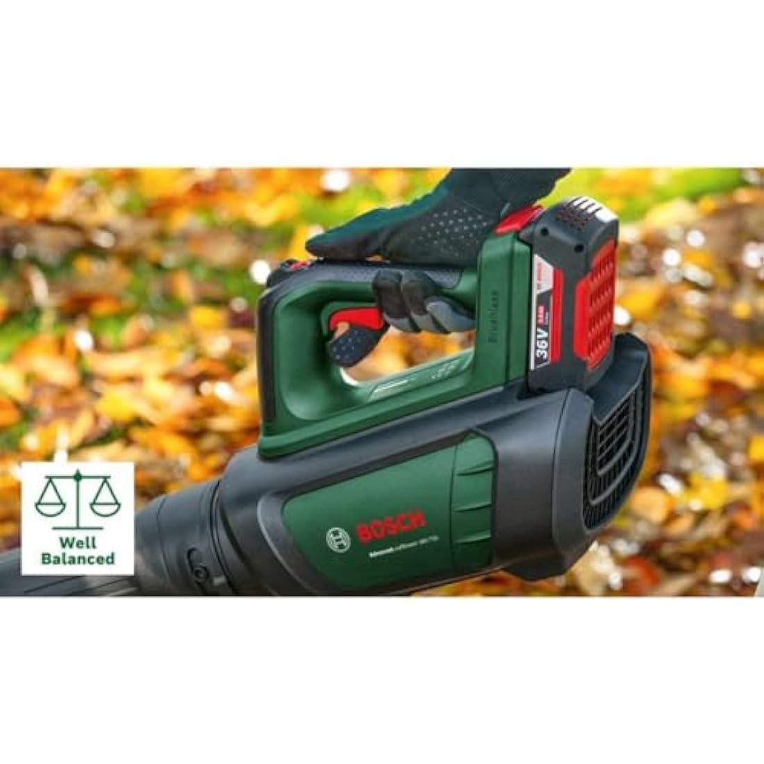 Bosch Cordless Leaf Blower AdvancedLeafBlower 36V-750 (Without Battery, 36 Volt System, for Clearing Stubborn Leaves and Large Areas, Lightweight: 2.8 kg, in Carton Packaging)