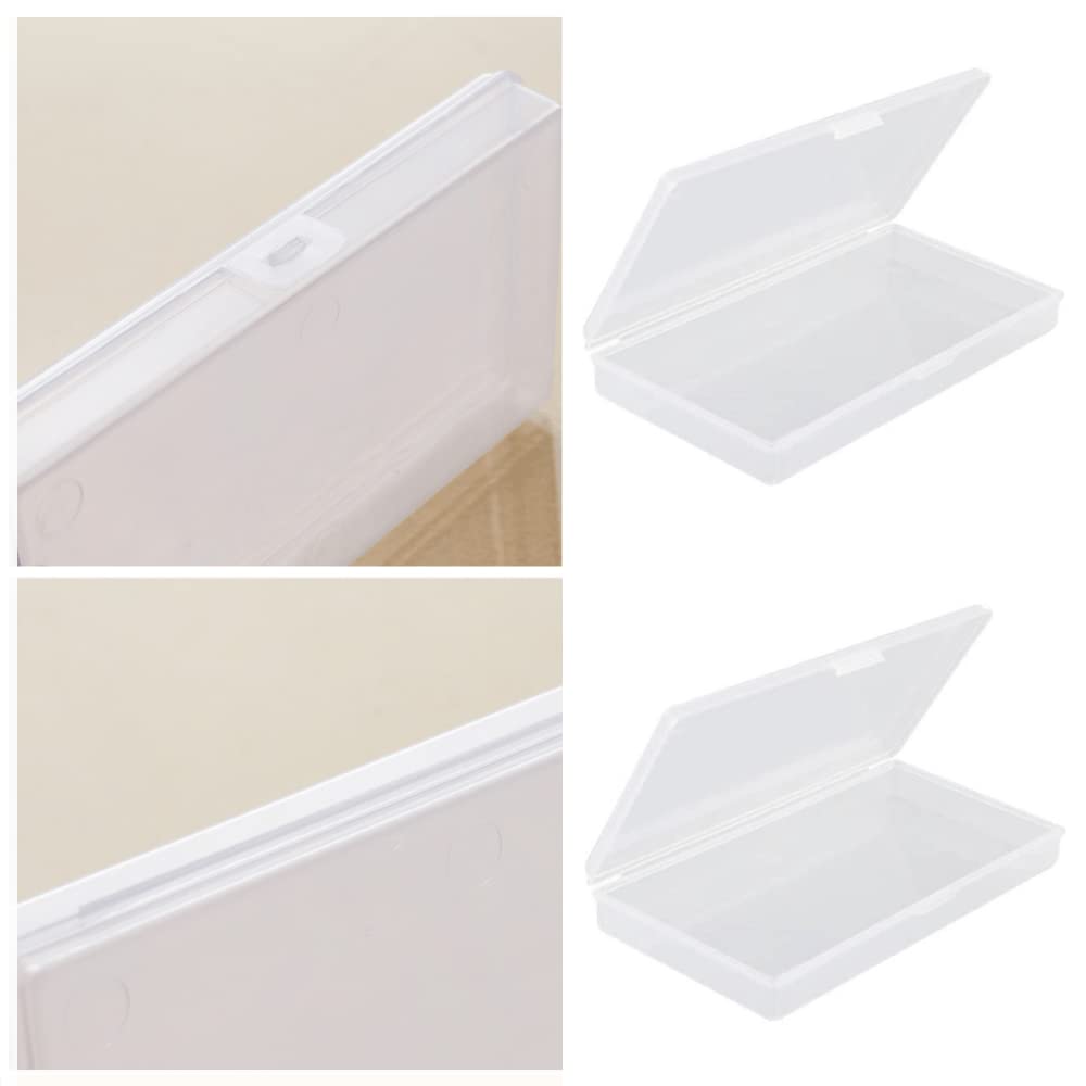 Eleanly 4 Pcs Small Plastic Box Rectangular Empty Mini Clear Plastic Organizer Storage Box Craft Storage Box with Flip Lid for Small Items and Other