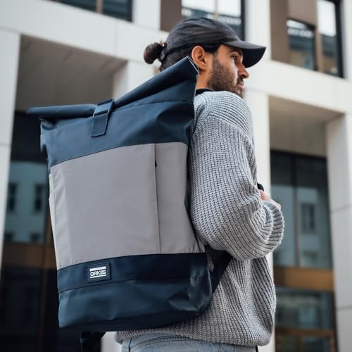 OAK25 Roll Top Backpack Women & Men - Commute L - Reflective Cycling Rucksack - Safety and Visibility - Outdoor Bike Bag with Laptop Compartment 24l