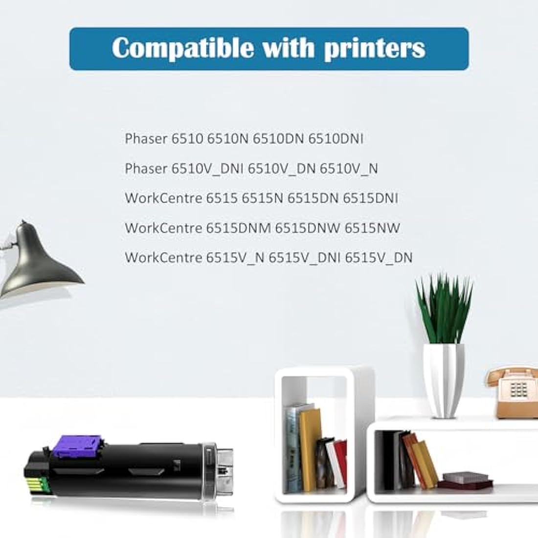 4 Colors 6510 6515 Toner Cartridge Compatible for Xerox WorkCentre 6515DN 6515DNI 6515DNM 6515N Phaser 6510DN 6510DNI 6510DNM 6510N Printers (BK/C/M/Y)