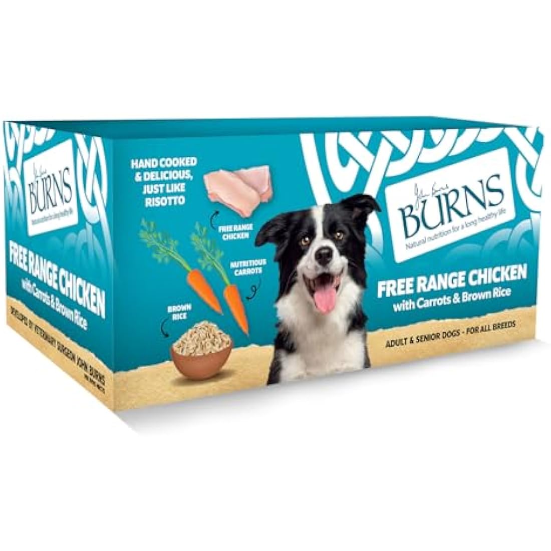 Burns Pet Natural Nutrition Adult & Senior Wet Dog Food Free Range Chicken, Carrots & Wholegrain Brown Rice 12 x 150gm