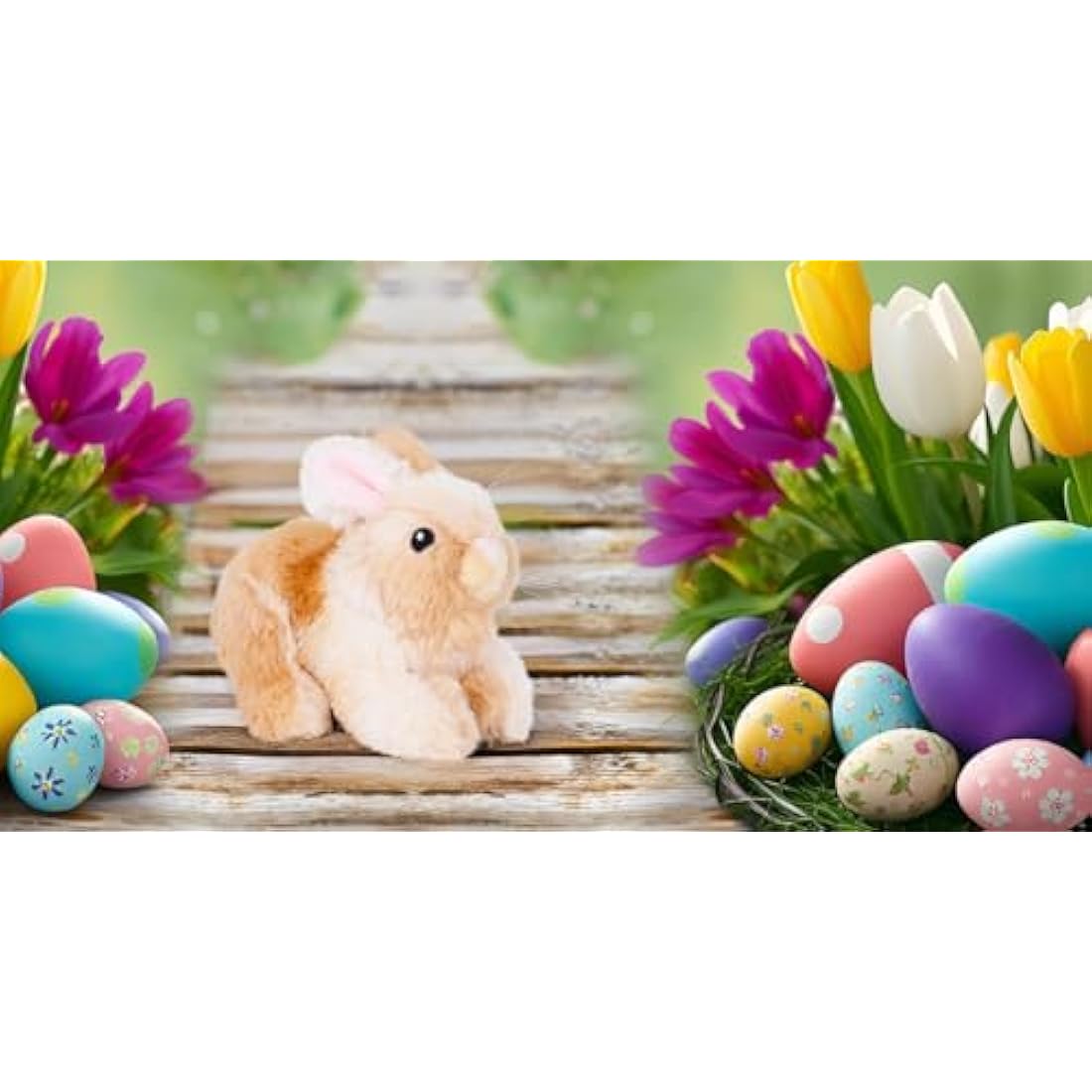 Zappi Co 100% Recycled Plush Rabbit Toy (15cm Length) Stuffed Soft Cuddly Eco Friendly animals Collection For New Born Child First kid