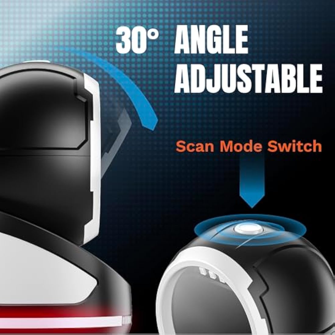Tera Barcode Scanner Handsfree Omnidirectional: Pro Version Desktop 1D 2D QR USB Wired Adjustable Angle Plug and Play Bar Code Reader for POS Supermarket Retail Store Mobile Payment Model 9800 White
