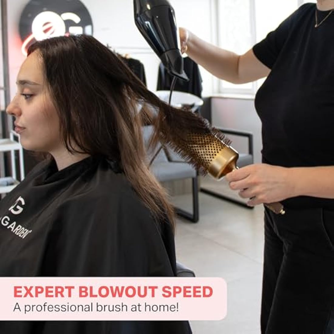 Olivia Garden Expert Blowout Speed – Gold & Brown - 65 - Ceramic Coated Round Brush with Extra Long Barrel for 25% Faster Blowouts
