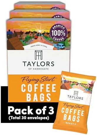 Taylors of Harrogate, Roast 5, Flying Start Coffee Bags, 3 Boxes of 10 (Total 30 Bags)