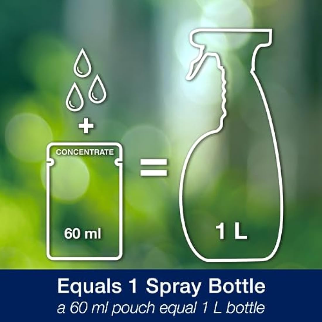 Bona Wood Floor Cleaner Liquid, 60ml Concentrate Refill Pouch, for Varnished or Hard-Waxed Wood Floors, Pack of 4x60ml, 4 Litre Refill