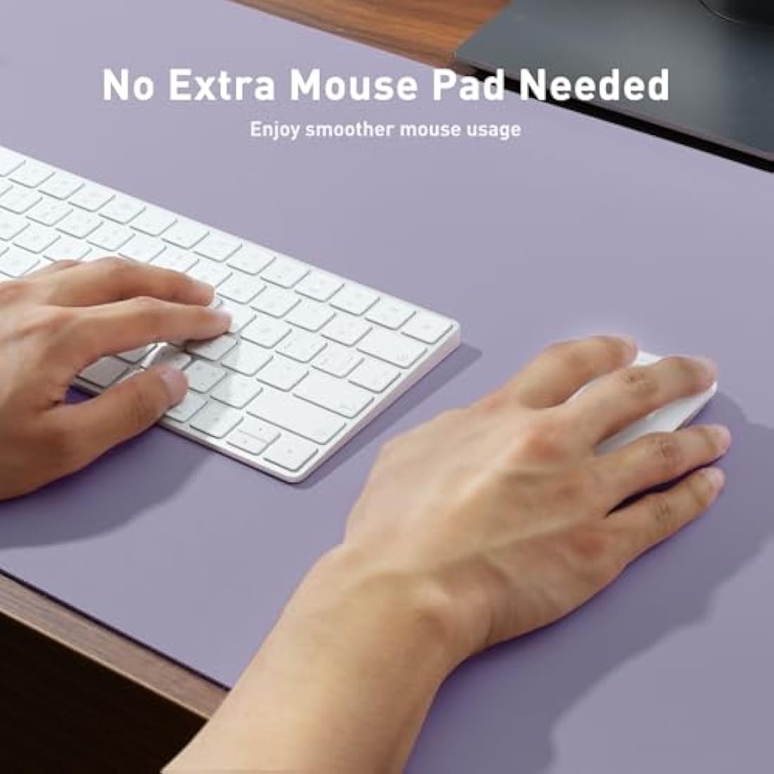 Leather Desk Pad Protector,Mouse Pad,Office Desk Mat, Non-Slip PU Leather Desk Blotter,Laptop Desk Pad,Waterproof Desk Writing Pad for Office and Home (60cmX35cm, Lavender)
