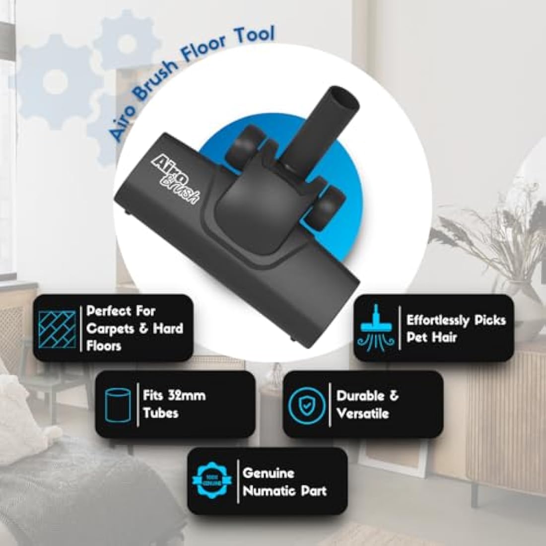 Genuine Numatic Henry Easy Ride Airo Brush Floor Head Black Perfect for Hard Floors & Carpet attachment 907424 909553 for all 32mm Henry Vacuum Cleaners 6 Months Warranty
