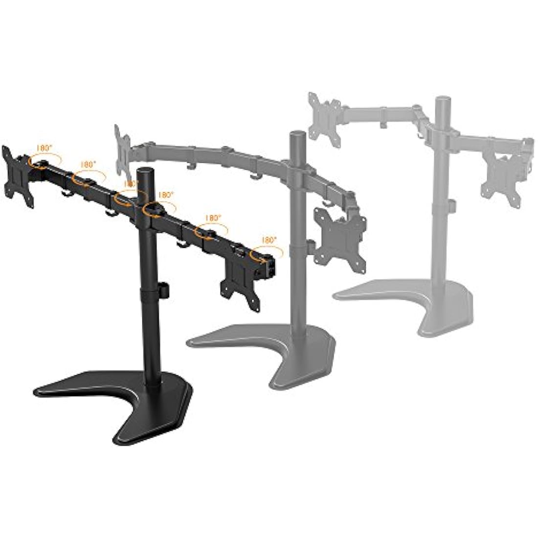 BONTEC Double Twin Arm Desk Mount for 13-27 inch LCD LED Monitor Screens, Ergonomic Tilt, Swivel & Rotate Dual Monitor Stand, VESA Dimensions: 75x75-100x100mm