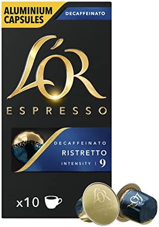 L’OR Espresso Coffee Ristretto Decaffeinato Intensity 9 – Nespresso®* Compatible Aluminium Coffee Capsules - 10 Packs of 10 Capsules (100 Drinks)