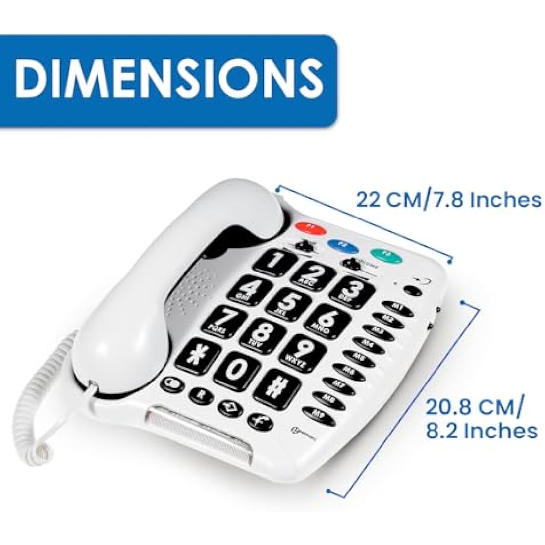 Geemarc CL100 - Big Button Corded Telephone with Loud Receiving Volume and One-touch Memories for Seniors - Hearing Aid Compatible - Low to Medium Hearing Loss - UK Version