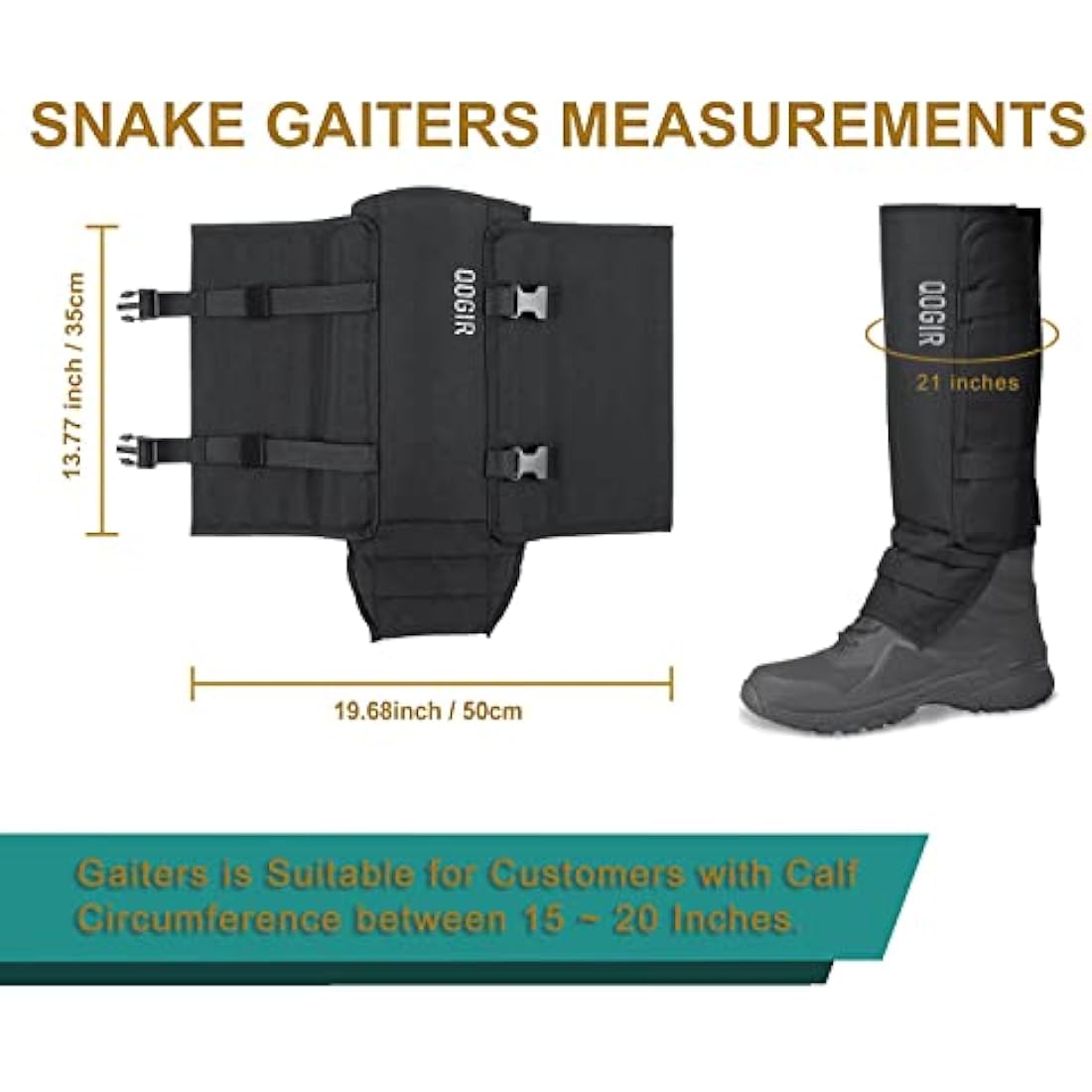 QOGIR Snake Gaiters for Hunting: Durable Snake Guards, Snake Gaiter Leggings for Men & Women, Snake Bite Protection for Lower Legs, Snake Proof Gaiters with Adjustable Size