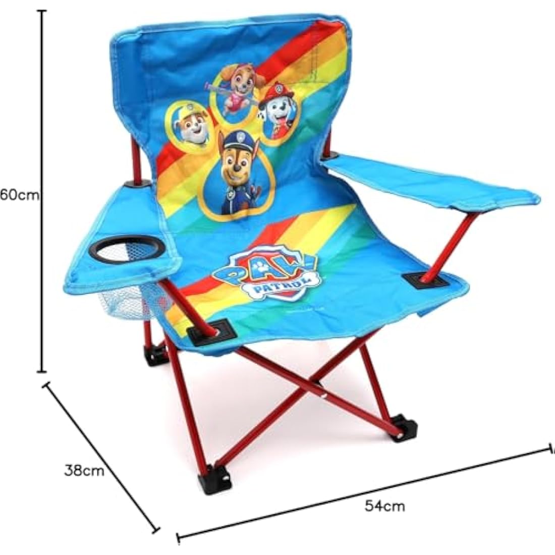 Toyland® Paw Patrol Pups Folding Children's Camping Chair With Cup Holder & Storage Bag - Perfect for Camping Trips, Beach & Garden