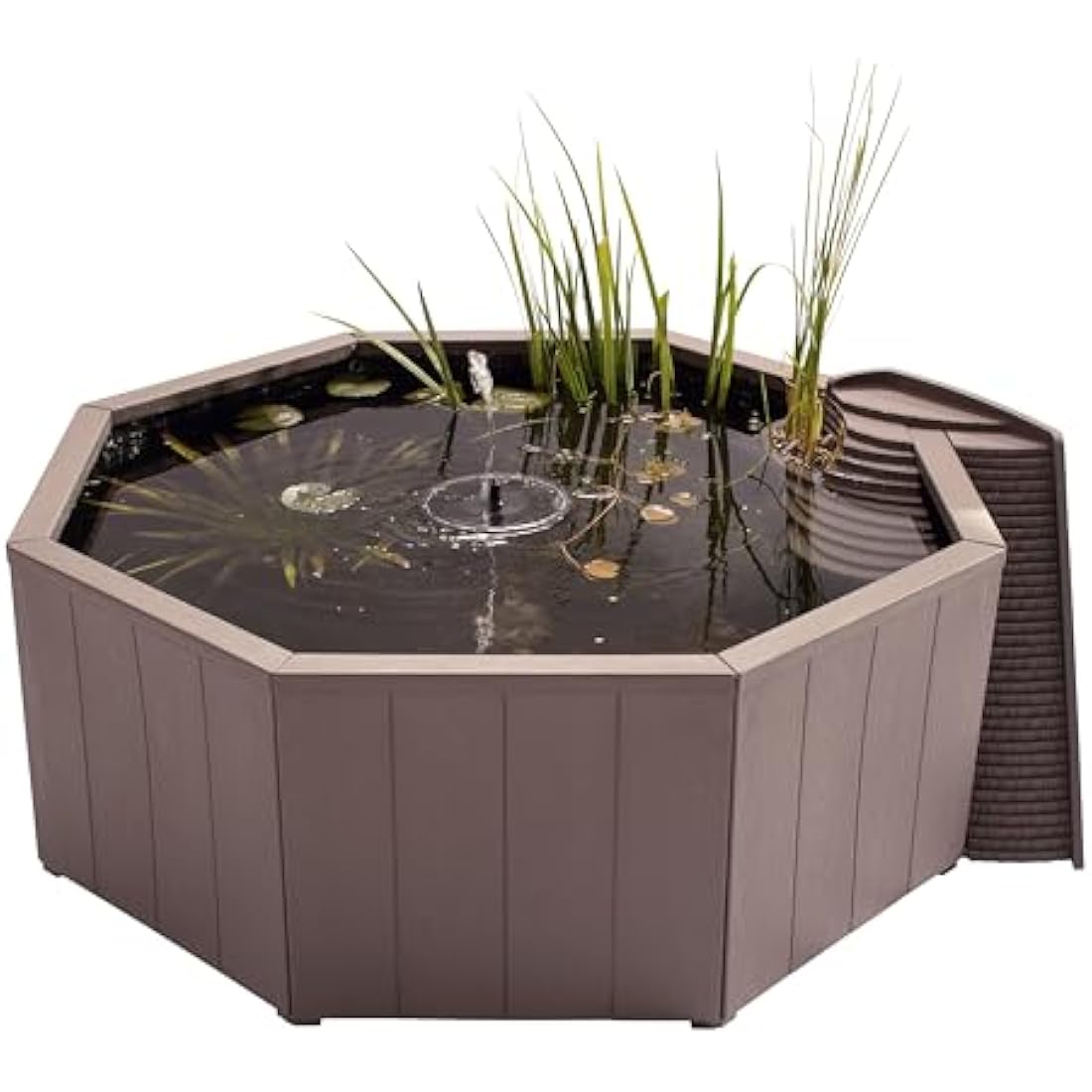 Blagdon Liberty No Dig Nature Pool, Raised Pond for Garden or Patio, Click Fit Easy Construction, with Floating Solar Fountain Pump, Bird Landing Platform, Wildlife Access Ladder and Planting Pocket