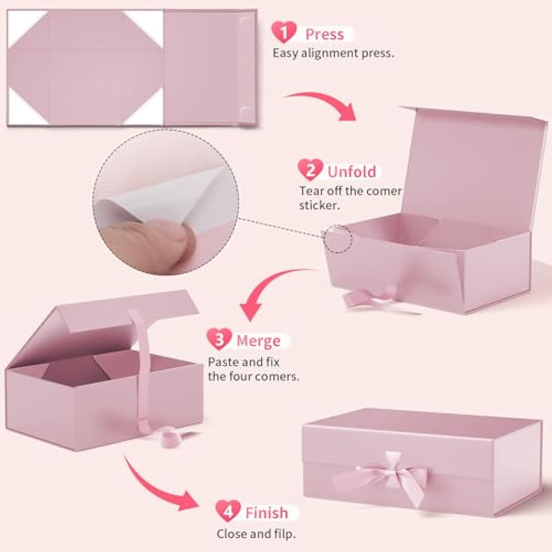 GIFTSAY Magnetic Gift Box for Presents 32.2 x20.3 x11.4 cm,Large Gift Boxes Pink with Lid for Gifts, Paper Wedding Favor Boxes,Birthday Gift Box Bulk, Party Favor Boxes