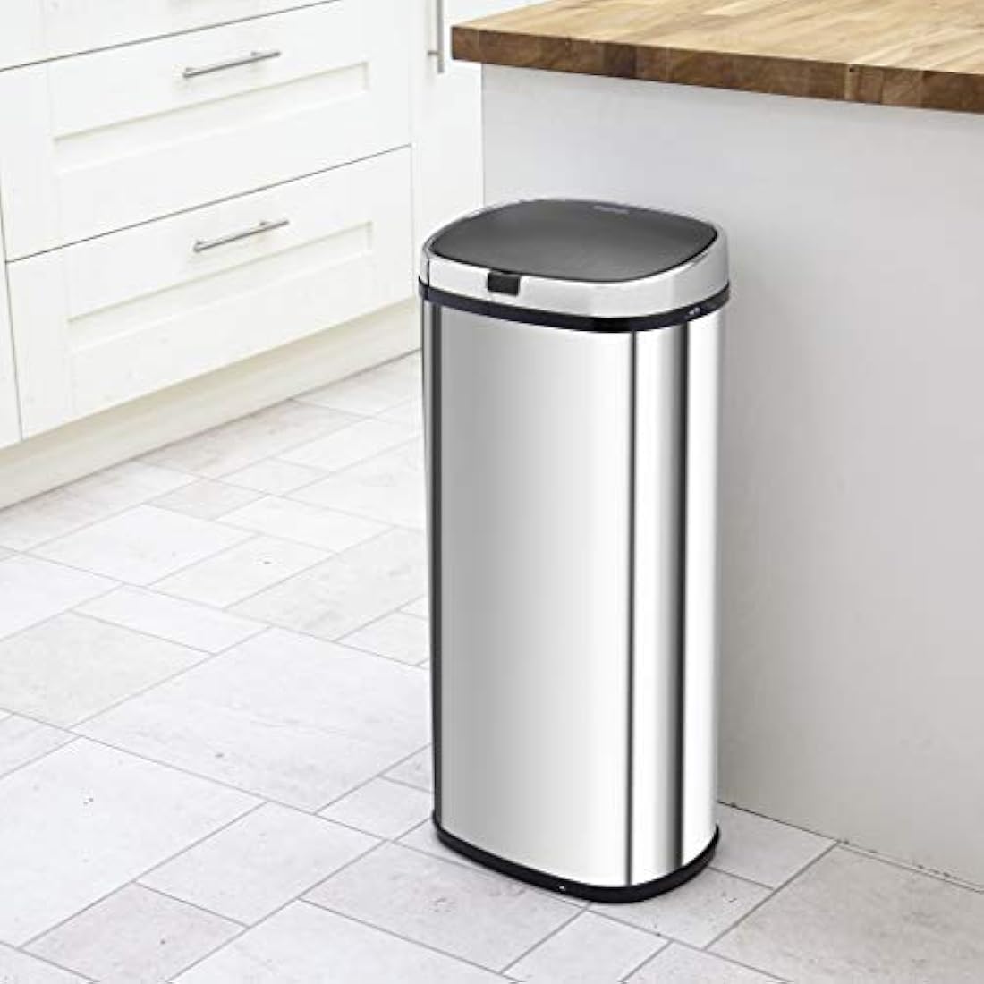 Morphy Richards Chroma 971519 Square Kitchen Bin with Infrared Motion Sensor Technology, 50 Litre Capacity, Stainless Steel