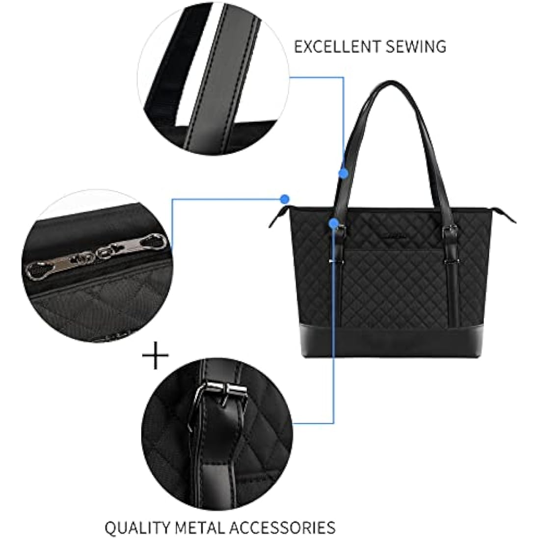 KROSER Laptop Tote bag 15.6 Inch Large Shoulder Bag Lightweight with USB Charging Port Water-repellent Nylon Computer Tote Bag Women