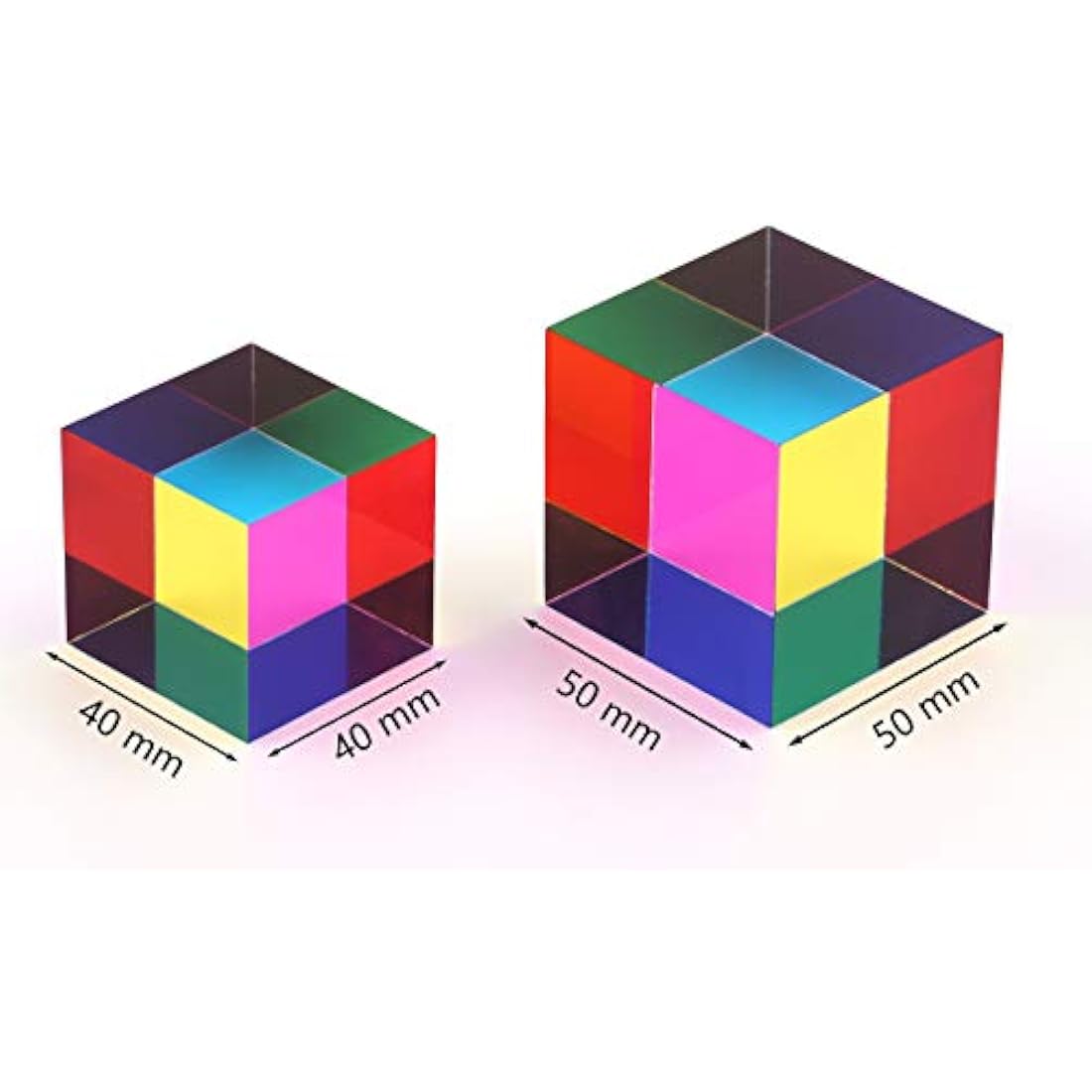 ZhuoChiMall CMY Mixing Colour Cube, 50mm (2 inch) Acrylic Cube Prism, CMYcube for Home or Office décor, STEM/STEAM Desktop Toys, Science Learning Educational Gift for Kids