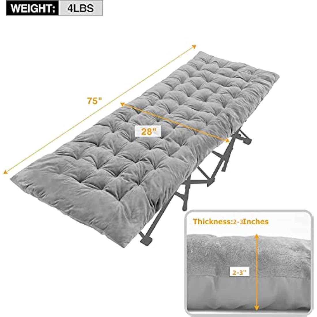 REDCAMP XL Mattress for Camping Bed, 190x75cm Soft Comfortable Cotton Thick Sleeping Mattress Pad