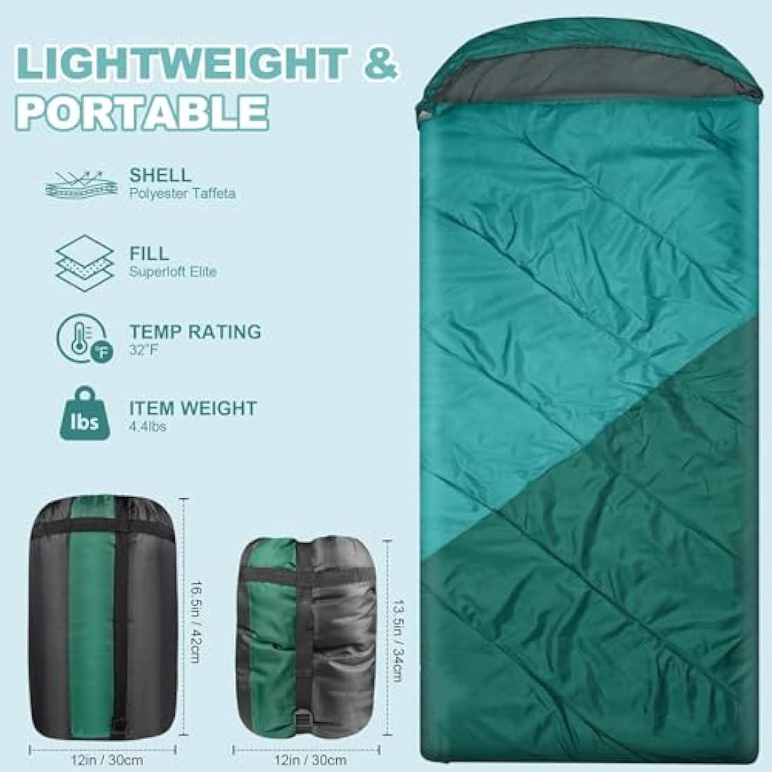 Mcota Sleeping Bag for Adults, Lightweight waterproof XL Sleeping Bag for Camping Backpacking or Hiking, Fit for Big and Tall Person Warm & Cold Weather Activities