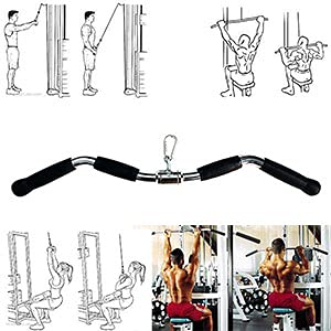 Barbell Cable Attachment For Cable Machines, Lat Pull Down Bar Cable Machine Attachments, Tricep Press Down Bar, Revolving Straight Curl Pulldown Bar