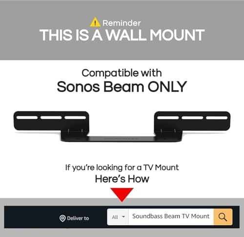 Soundbar Mount for Sonos Beam Compatible with Generation 1 & 2 Sonos Beam Sound Bar Includes All Necessary Mounting Hardware, Mounts Bracket, Black
