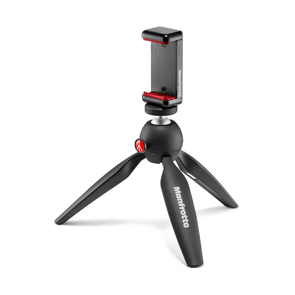 Manfrotto MKPIXICLMII-BK, Mini Tripod with Universal Smartphone Clamp, Made in Italy, for iPhone with or without Case, CSC, Vlogging, Videography,