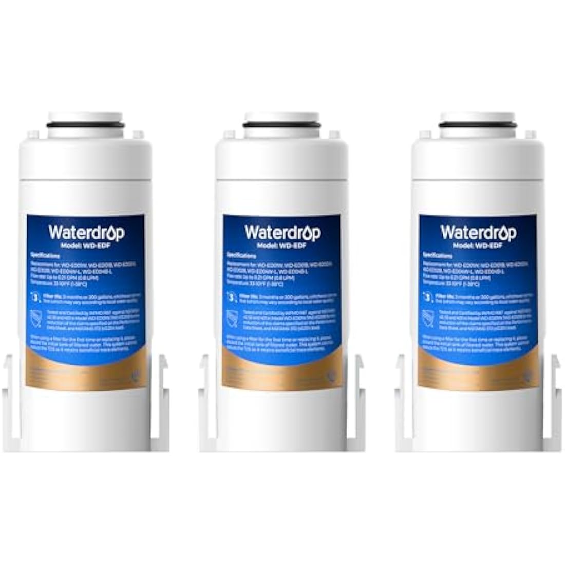 Waterdrop WD-EDF Replacement Filters for Waterdrop Instant Water Filter Jug, WD-ED01, WD-ED02, WD-ED04, Last Up to 3 Months or 757 litres (Pack of 3)