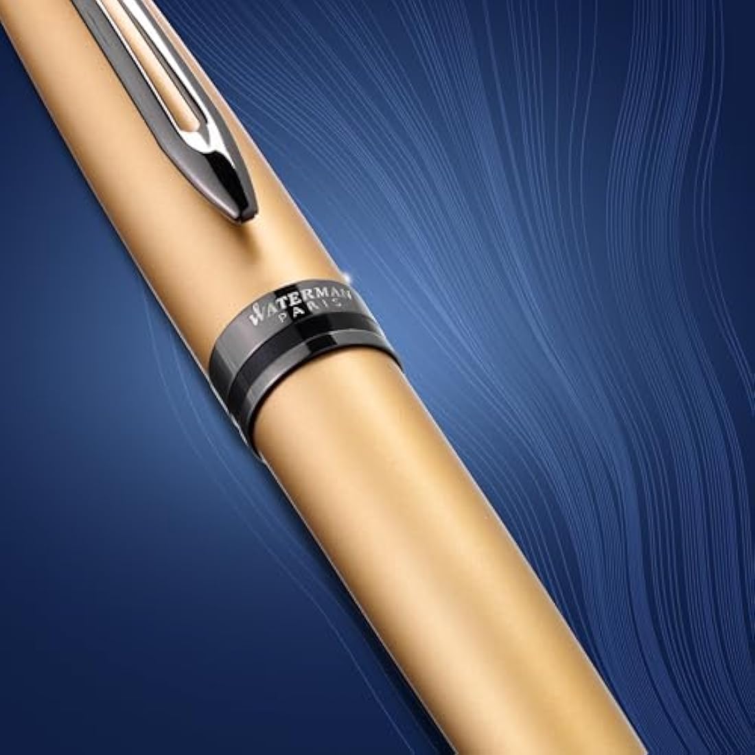 Waterman Expert Ballpoint Pen | Metallic Gold Lacquer with Ruthenium Trim | Medium Point | Blue Ink | With Gift Box