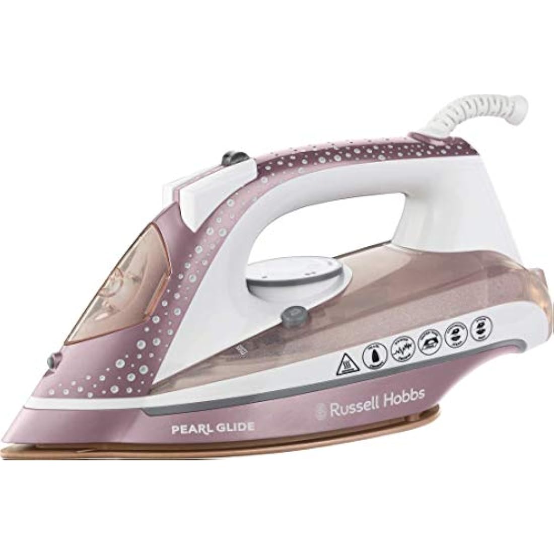 Russell Hobbs Pearl Glide Steam Iron, Pearl Infused Ceramic Soleplate for smoother glide, 315ml Water Tank, 150g Steam Shot, 40g Continuous steam, Anti-drip & Anti-calc function, 2m Cord, 2600W, 23972