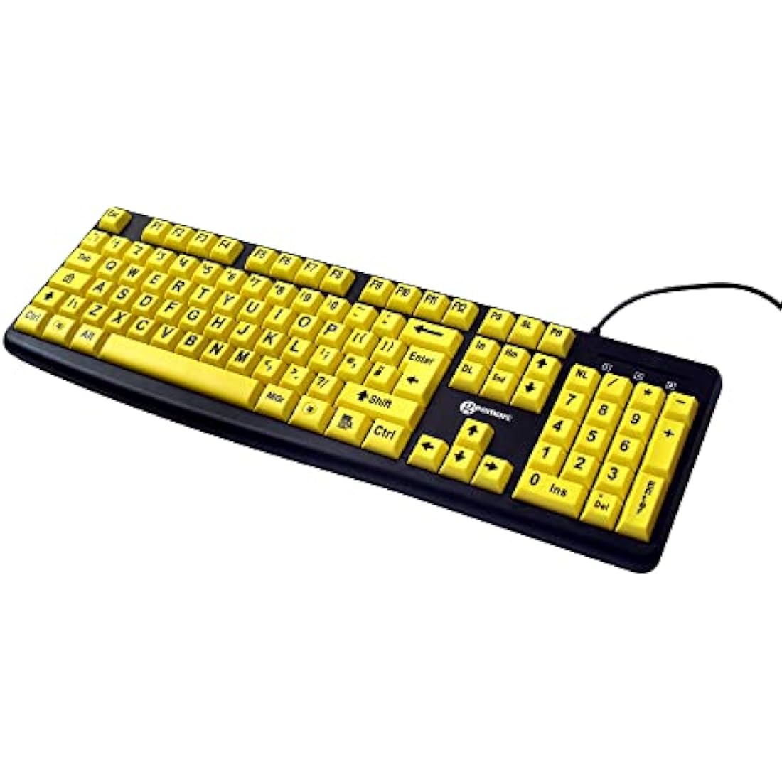 Geemarc Wired Alphanumeric Keyboard with Large Black Lettering and Yellow Keys - High Colour Contrast for People with Low Vision - Compatible with Windows XP, Vista, 7, 8, 10 - UK Version