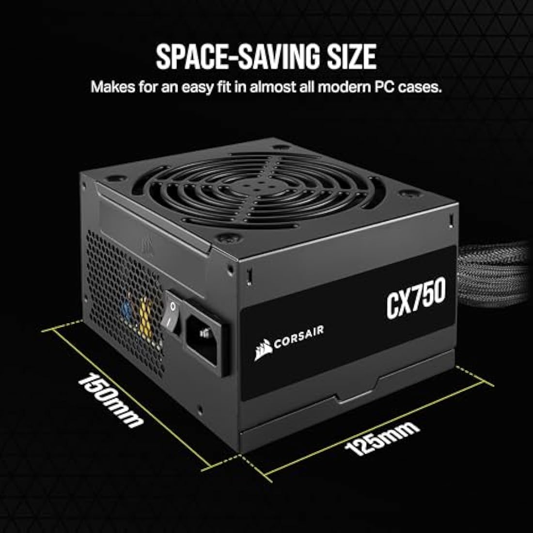 CORSAIR CX750 80 PLUS Bronze Non Modular Low-Noise ATX 750 Watt Power Supply - UK - Black
