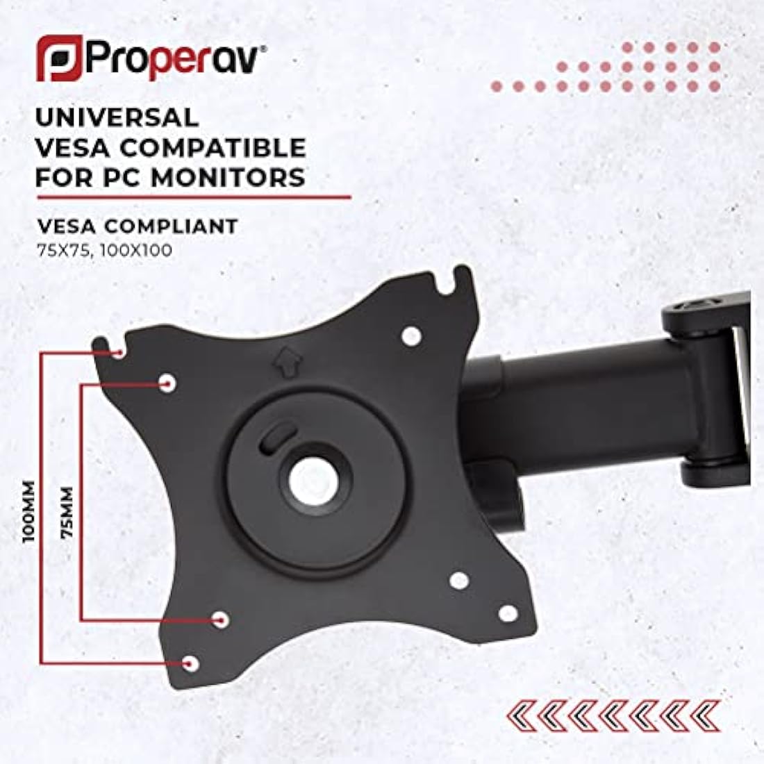 ProperAV Desk Monitor Mount with Free Standing Base 17" 19" 21" 22" 23" 24" 27" 32" VESA Max 100x100 Height Max 465mm