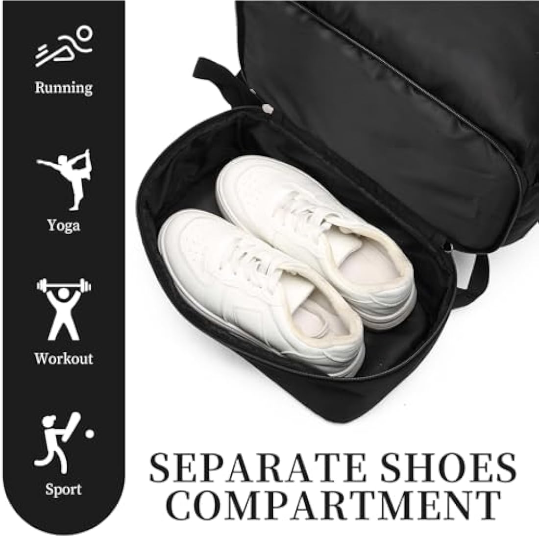 seyfocnia Sports Backpack for Men, Waterproof Gym Back Pack With Shoe Compartment Lightweight Travel Bag Casual Daypack-Black