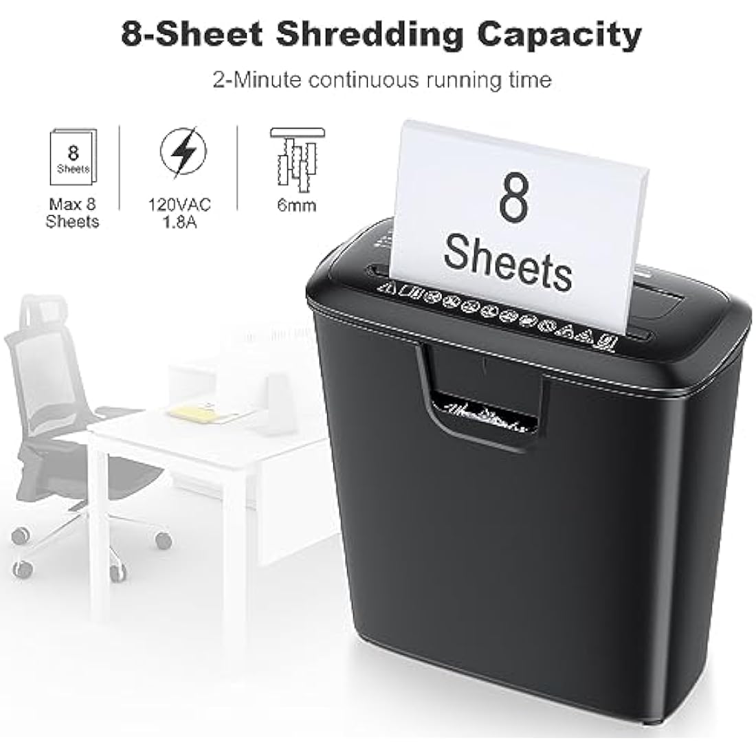 Bonsaii Paper Shredder for Home Use, 8-Sheet StripCut Home Office Shredder, CD/Credit Card Shredder Machine with Overheat Protection, 13 Litres Wastebasket, Black (S120-C)