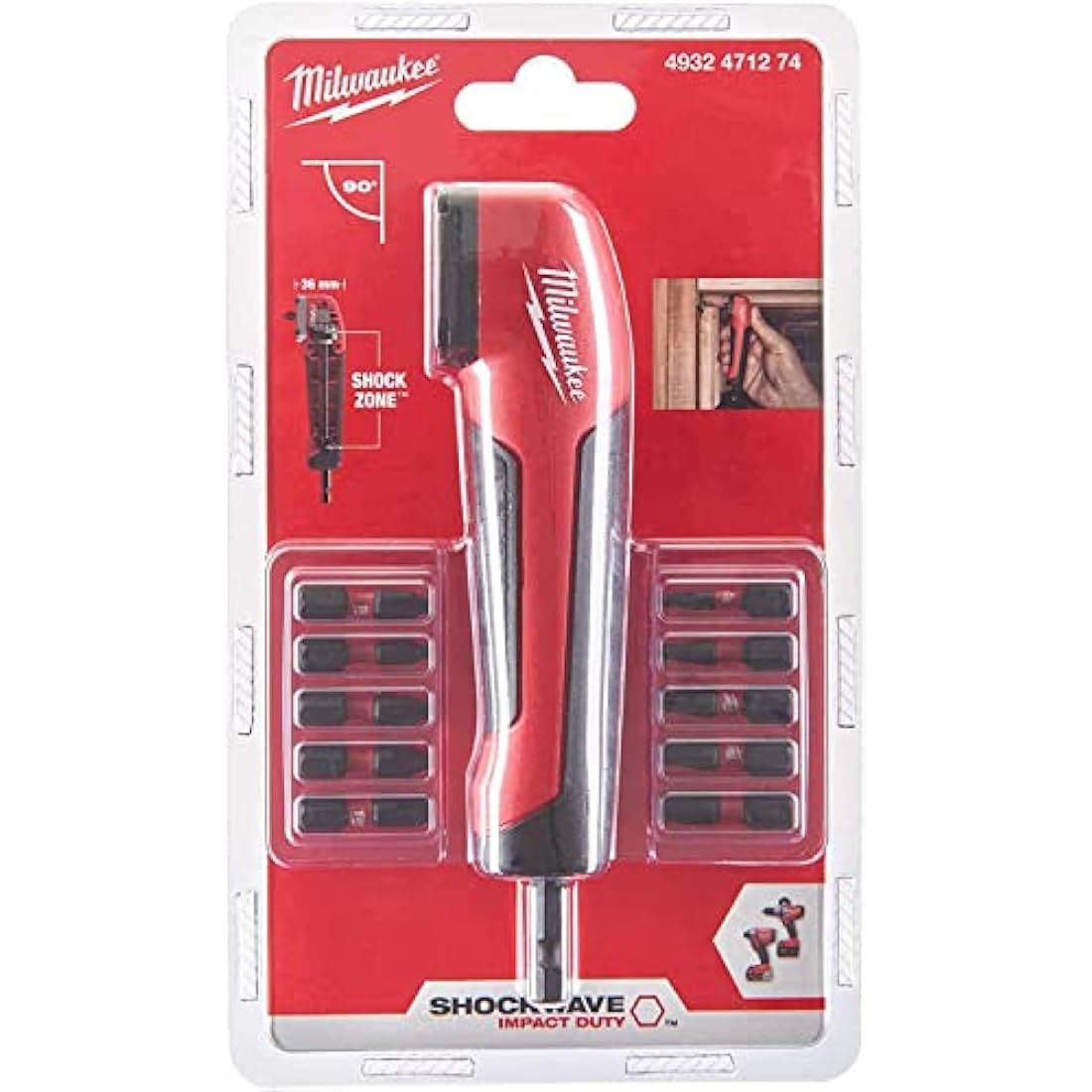 Milwaukee 4932471274 Shockwave Impact Duty Right Angle Attachment 11 Piece