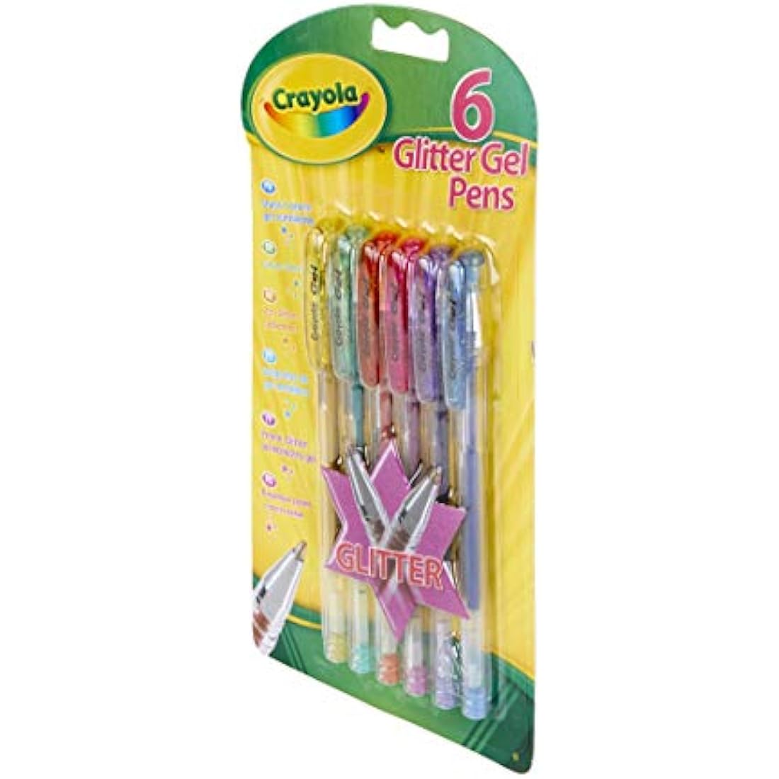 CRAYOLA Glitter Gel Pens - Assorted Colours (Pack of 6) | Add Some Extra Sparkle to Your Arts & Crafts! | Ideal for Kids Aged 3+