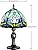 MIAOKE Stained Style Table Lamp, Vintage Table Lamp, Handcraft Stained Glass Lampshade, Table Lamps for Bedroom, Bedside Lamp, Study, Office (Blue Tulip)